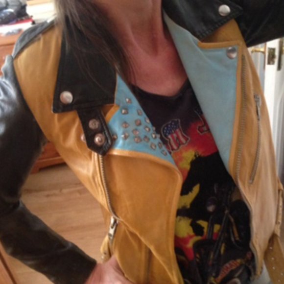 italian real leather jacket biker distressed - Picture 3 of 10
